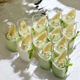 Disposable Cups Straws 10PCS 80ml Mini Dessert Elegant Clear Slanted Appetizer Cup Jelly Pudding Mousse