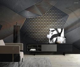 Wallpapers Custom Papel De Parede Mural Wallpaper Stereoscopic Geometric Lines 3D Po Wall Painting Living Room Bedroom Decor