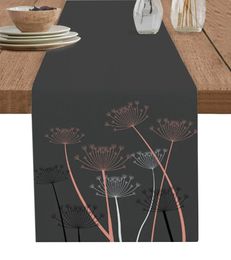 Pink Colour Silhouette Dandelion Table Runner Wedding Decor Table Cover Dinner Holiday Party Linen Tablecloth 240509