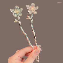Hair Clips 2024 Stick Chinese Style Flower Hairpin Handmade Hairpins Women Hanfu Jewelry Accessories Ornaments