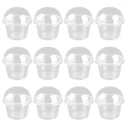 Disposable Cups Straws 20 Pcs Small Cup Dessert Salad Food Containers With Lids DIY Accessories 250ml Clear Sauce