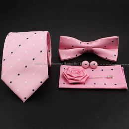 Neck Tie Set Red Pink Purple Floral Neck Ties For Men Luxury 6cm Wide Silk Wed Tie Pocket Square Cufflinks Set Brooch Christmas Gifts For Men