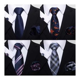 Neck Tie Set Many Colour Hot sale 2023 New Design Wedding Present Silk Tie Pocket Squares Set Necktie Suit Accessories Men Floral lovers day