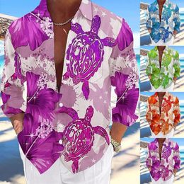 Men's Casual Shirts Ocean Long Sleeve Button Down Beach Flower Men Shirt Big And Tall T For