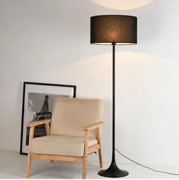 Floor Lamps 2024 Modern White Black Lamp With Fabric Lampshade For Living Room Bedroom Bedside E27 El Cloth Standing Light