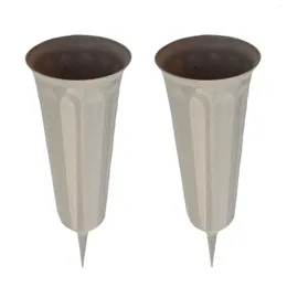 Vases 2-pack 26cm Stake Fluted Flower Container For Lawn Garden