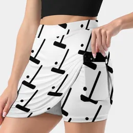 Skirts Silhouetted Croquet Mallet And Ball Patterned Women's Skirt With Hide Pocket Tennis Golf Badminton Running
