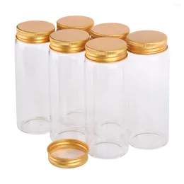 Storage Bottles 6pcs 150ml 47 120mm Glass With Golden Aluminum Caps Decorative Jars Vails Cointainer For Wedding Favors