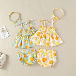 Clothing Sets Summer Kid Girl Dress Set With PP Shorts Cute Baby Dresses Clothes Sling Toddler Party Beach Tutu Holiday Children Suit