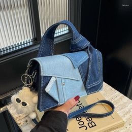 Drawstring Luxury Designer Jeans Bag Women Denim Crossbody Bags For 2024 Small Square Handbag Knotted Handle Tote Clutch