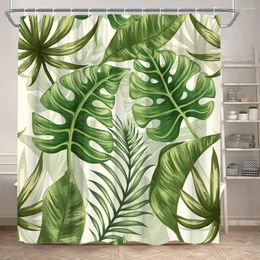 Shower Curtains Leaf Curtain Watercolour Spring Floral Farm Tropical Greenery Palm Polyester Fabric Bathroom Decor Set