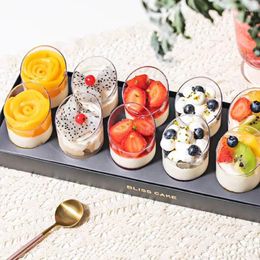 Disposable Cups Straws Mini Mousses Container 20/25/30pcs 70ml Reusable Cylinder Dessert Plastic Cup Cake