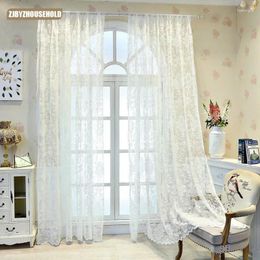 Curtain European-Style White Tulle Curtains For Living Room Window Mesh Yarn Sheer Bedroom Girl Lace Princess Drapes