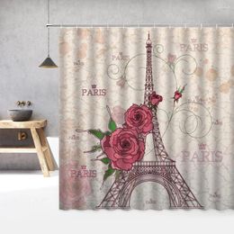 Shower Curtains Paris Iron Tower Scenery Curtain 3d Bath Bathroom Waterproof With Hooks Washable Polyester Cloth