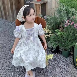 Girl Dresses Summer Korean Western Style Casual Flower Dress For Girls Clothes