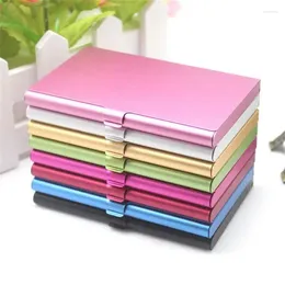 Party Favor Aluminum Alloy Business Card Holder Case Solid Color Package Women Men Office Organizers Box