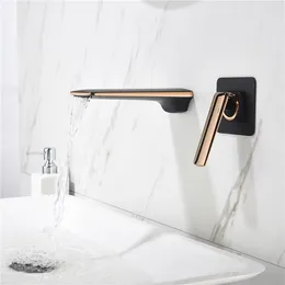 Bathroom Sink Faucets Wall Mounted Basin Faucet Rose Gold Widespread Single Handle And Cold Waterfall Mixer