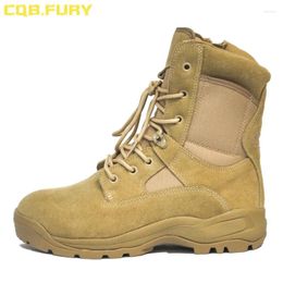 Boots CQB.FURY Autumn Mens Military Desert With Side Zipper Sand Tactical Cow Suede Lace-up Comfortable Army Size38-46