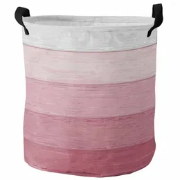 Laundry Bags Wooden Striped Rural Style Pink Gradient Foldable Dirty Basket Kid's Toy Organiser Waterproof Storage Baskets
