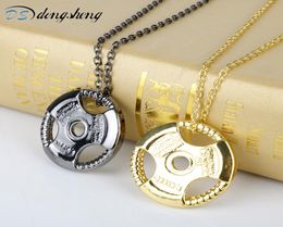 dongsheng Sports Fitness Jewellery Men Fitness Dumbbell Necklace Pendant Weightlifting Bodybuilding Barbell Gym Weight Necklace305323451