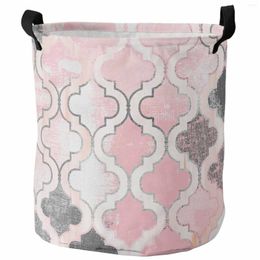 Laundry Bags Painted Mottled Modern Morocco Pink Foldable Dirty Basket Kid's Toy Organizer Waterproof Storage Baskets