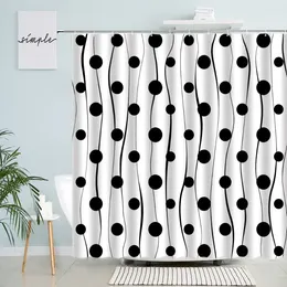 Shower Curtains Creative Geometric Black Circle Line Round Abstract Design Modern Fabric Simple Bathroom Decor Bath Curtain Sets