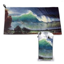 Towel The Shore Of Turquoise Sea And Waves Oil Based Paint Quick Dry Gym Sports Bath Portable Caroline Laursen Exquisite
