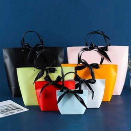 Gift Wrap 10 gift bags paper with ribbons wedding boxes birthday party bags/pajama clothing wig packagingQ240511