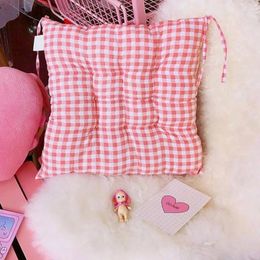 Pillow Pink Lattice Office Chair Thickened Soft For SEAT Mat Dining Stool Pad Home Decoration Gift 40x40cm