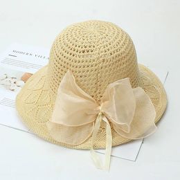 Wide Brim Hats Women Bowknot Straw Hat Summer Beach Travel Visors Large Floppy Sunscreen Caps Vacation Bonnet Fashion Bucket