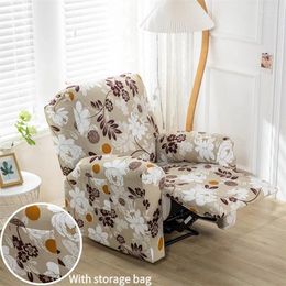 Chair Covers 4Pcs/Set Recliner Sofa Cover Floral Print Lazy Boy Stretch Spandex Armchair Slipcovers Couch For Living Room
