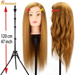 Mannequin Heads New 80% real hair doll heads are used for professional style training head Modelling shaping Practise hot curling iron straightening Q240510