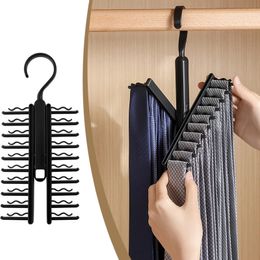 Tie Hanger Rotatable Necktie Storage Rack Wardrobe Organizer 20 Rows Large Capacity Belt Hooks Closet Skidproof Clamp 240506