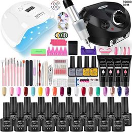 Nail Art Kits Nail Set With 54W/36W UV Nail Lamp Dryer Nail Drill Machine For Manicure Set Nail Gel Polish Set Soak-off Nail Art Tools Kit T240510