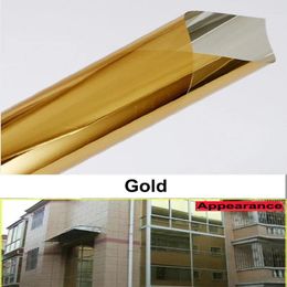 Window Stickers Gold Waterproof Film 40/50x400cm One Way Mirror Silver Insulation UV Rejection Privacy Films