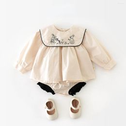 Clothing Sets 8450 Baby Set 2024 Spring Girl's Suit Cotton Shirt Dress Short Sweet Two-piece Birthday Clothes