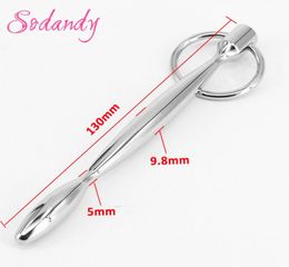 SODANDY Urethral Sounding Stainless Steel Penis Plug Metal Male Urethral Stretcher Dilator Sex Toys For Men Solid Rod7406777