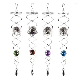 Decorative Figurines Wind Spinners Tails Spiral Gazing Crystal Glass Ball Hanging Garden Decoration Spinner Swivel Hook