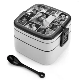 Dinnerware Cole Sprouse Black And White Double Layer Bento Box Portable Container PP Material Riverdale Tvshow Southside Serpents