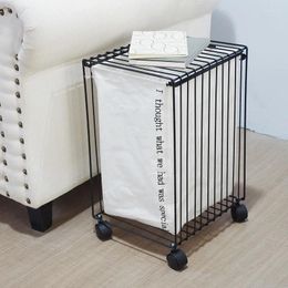 Laundry Bags Modern Iron Art Pull-out Dirty Baskets Clothes Storage Basket Bathroom Multifunction With Wheels