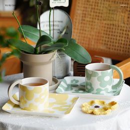 Mugs European Ceramic Coffee Cup Set High-Grade Saucer Zakka Tazas Cafe Espresso Plate Dish Coffeeware Milk Mug