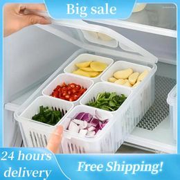 Storage Bottles 6 Grid Refrigerator Box Food Vegetable Fruit Organiser Fridge Drain Basket Onion Clear Crisper