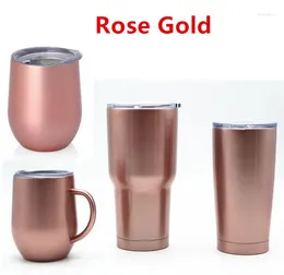 Mugs Quevinal 50pcs Rose Gold 9oz 12oz Egg Wine Glass Double Wall Stainless Steel Beer Insulated Mug 20 Oz 30 Tumbler Coffee