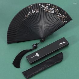 Decorative Figurines Chinese Classical Folding Bamboo Fan Ladies Dance Hand Exquisite Gift Box For Friends Wedding Crafts Home Decoration