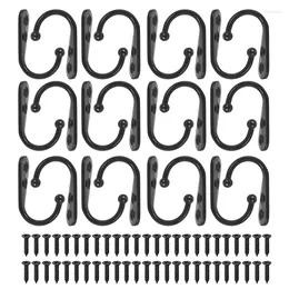 Hangers 24 Pieces Coat Hooks Wall Mounted Robe Hook Single Hanger No Scratch And 50 Screws Black