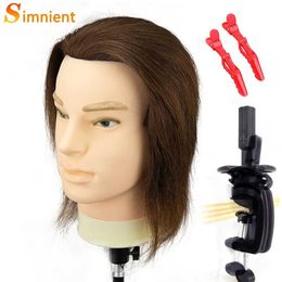 Mannequin Heads Male mannequin head 100% human hair cosmetics for cutting and styling with doll gifts Q240510