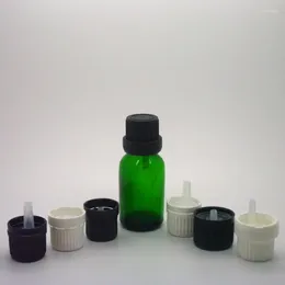 Storage Bottles 200pcs/lot 15 Ml Green Glass With Tamper Proof Cap And Reducer Dropper Insert Essential Oil Bottle