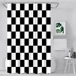 Shower Curtains Square Black And White Curtain Modern Simple Fun Creative Abstract Nordic Fabric Bathroom Decor Hooks Home Accessories