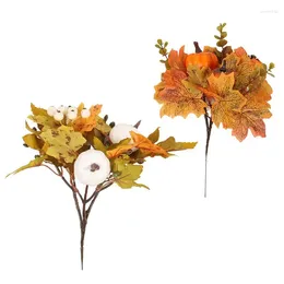 Decorative Flowers Faux Maple Pumpkin Stems Artificial Fall Branches Cloth Decor Lightweight For Supermarket Food