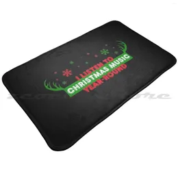 Carpets I Listen To Christmas Music Year Round December Holiday 2024 Carpet Rug Non-Slip Water Absorb Door Mat Christmasmusic